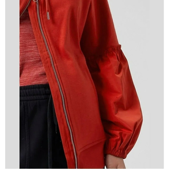 Athleta On My Way Triumph Hoodie Women Large Zipper Organic Cotton Orange - Picture 6 of 12
